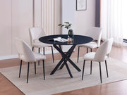 MESA DE COMEDOR JESSICA CON TAPA DE MADERA NEGRA Y PATAS DE METAL NEGRO 100X75CM