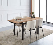 MESA DE COMEDOR EXTENSIBLE CON ACABADO ROBLE RAYADO QUE COMBINA CARÁCTER RÚSTICO 110/170X7075CM
