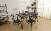 TUTI 110X70X75CM DINING TABLE SET FEATURES A BLACK TABLE WITH 4 CHAIRS (4+1) .
