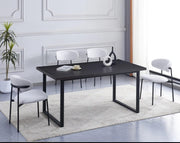BELGRADE 160X90X75CM DINING TABLE FEATURES A BLACK WOOD WITH BLACK METAL FEETS .