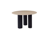MESA DE COMEDOR ANAIS 120X75CM CON TAPA DE CERÁMICA EFECTO BEIGE Y PATAS DE METAL NEGRO.