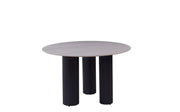 ANAIS 120X75CM DINING TABLE FEATURES A WHITE EFFECT CERAMIC TOP WITH BLACK METAL LEGS.