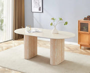LA MESA DE COMEDOR ROXY DE 180X90 CM CUENTA CON UNA TAPA CON EFECTO TRAVERTINO MATE Y PATAS A JUEGO.