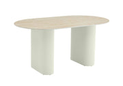 LA MESA DE COMEDOR ROXY DE 180X90CM CUENTA CON UNA TAPA CON EFECTO TRAVERTINO MATE Y PATAS BEIGE.