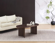 PAGE 120X60X45CM COFFEE TABKE FEATURES A MATTE TRAVERTINE EFFECT CERAMIC TOP WITH A WALNUT EFFECT MDF BASE FEETS.