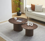 MINALI 80+60CM MESA DE CENTRO CON TAPA Y BASE DE MDF EFECTO NOGAL.