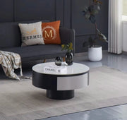 TORNADO 80X40 CM COFFEE TABLE EFFECT FEATURES A BLACK AND WHITE STYLE DESIGN WITH TWO DRAWERS  .