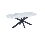 MANON 120X60 CM COFFEE TABLE FEATURES A WHITE MARBLE EFFECT CERAMIC TOP WITH A BLACK MANON STYLE BASE FFETS.