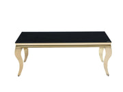 BAROQUE STYLE COFFE TABLE WITH GOLD FINISH AND BLACK MARBLE MEASURING 120X60X45CM
