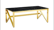 MAJESTIC COFFEE TABLE WITH GOLD FINISH GLASS AND BLACK MARBLE  MEASURING 120X60X45CM.