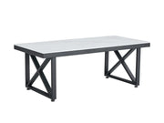 MESA DE CENTRO LEVANTO CON ESTRUCTURA DE METAL NEGRO Y MÁRMOL BLANCO DE 120X60X45CM