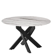 MESA DE CENTRO REDONDA JESSY CON ESTRUCTURA DE METAL NEGRO Y MÁRMOL BLANCO DE 80X45CM