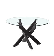 JESSY ROUND COFFEE TABLE WITH BLACK METAL FRAME AND TRANSPARENT GLASS TOP MEASURING 80X45CM