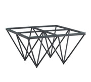 GIZEH COFFEE TABLE 80X80X45CM WITH BLACK FEETS WITH TRANSPARENT GLASS TOP.
