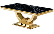 TROFY COFFEE TABLE WITH GOLD FINISH AND BLACK MARBLE MEASURING 120X70X49CM