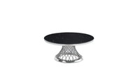 MESA DE CENTRO DE LUJO CON ACABADO PLATEADO Y MÁRMOL NEGRO 100X45CM