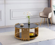 STICK COFFEE TABLE WITH GOLD FINISH AND BLACK MARBLE MEASURING 90X45CM