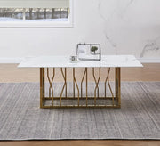 PORTOFINO COFFEE TABLE WITH GOLD FINISH AND WHITE MARBLE MEASURING 120X70X45CM