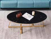 MESA DE CENTRO GAMMA CON PIEDRA ACABADO ORO Y MÁRMOL NEGRO 120X60X45CM
