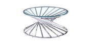 MESA DE CENTRO NAUTILUS CON ACABADO PLATEADO Y CRISTAL TRANSPARENTE 80CM