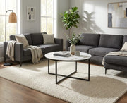 LORIE COFFEE TABLE WITH BLACK METAL LEGS AND WHITE MARBLE TOP 90CM