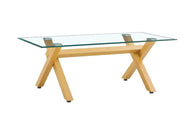 IXE COFFEE TABLE WITH WOODEN FRAME AND TRANSPARENT GLASS MEASURING 120X60X45CM