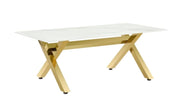 IXE COFFEE TABLE WITH GOLD FINISH AND WHITE MARBLE MEASURING 120X60X45CM