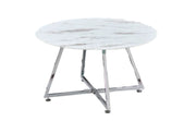 HELOISE COFFEE TABLE WITH METAL SILVER FEETS AND WHITE MARBLE MEASURING 80X45CM