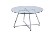 HELOISE COFFEE TABLE WITH METAL SILVER FEETS AND TRANSPARENT GLASS MEASURING 80X45CM