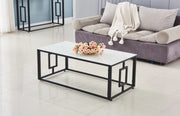 MESA DE CENTRO SOPHIE CON ACABADO NEGRO Y MÁRMOL BLANCO DE 120X60X45CM