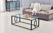 MESA DE CENTRO SOPHIE CON ACABADO NEGRO Y CRISTAL TRANSPARENTE DE 120X60X45CM