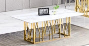 PORTOFINO COFFEE TABLE WITH GOLD FINISH AND WHITE MARBLE MEASURING 120X70X45CM