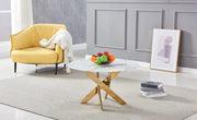JESSY ROUND COFFEE TABLE WITH GOLD FINISH AND WHITE MARBLE MEASURING 80X45CM
