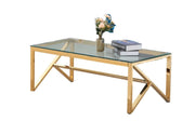 MAJESTIC COFFEE TABLE WITH GOLD FINISH AND TRANSPARENT GLASS MEASURING 120X60X45CM