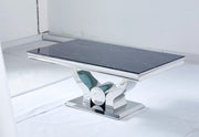 TROFY COFFEE TABLE WITH BLACK MARBLE FINISH AND SILVER FEETS MEASURING 120X70X49CM