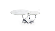 MESA DE CENTRO AUTOMAT CON TAPA DE MÁRMOL BLANCO DE 70X45CM