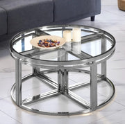 ELVE COFFEE TABLE WITH SILVER FINISH AND TRANSPARENT GLASS MEASURING 90X45CM