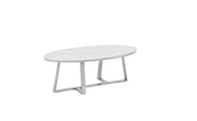 MESA DE CENTRO GAMMA CON ACABADO PLATEADO Y MÁRMOL BLANCO DE 120X60X45CM