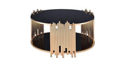 MESA DE CENTRO STICK CON ACABADO DORADO Y TAPA NEGRA DE 90X45CM