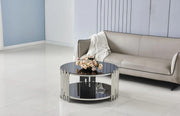 STICK COFFEE TABLE WITH SILVER FINISH AND BLACK FINISH TOP MEASURING 90X45CM