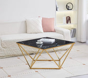 ALINA COFFEE TABLE WITH GOLD FINISH AND BLACK MARBLE MEASURING 100X100X45CM