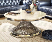 DELUXE COFFEE TABLE WITH SILVER FINISH AND WHITE MARBLE MEASURING 100X45CM