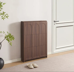 BEYROUTH SHOE CABINET IN MDF WITH  WALNUT EFFECT MEASURING 112X80X17CM