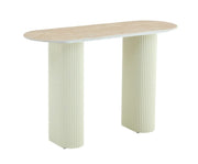 ROXY CONSOLE TABLE WITH BEIGE LEGS AND TRAVERTINE CERAMIC TOP MEASURING 120X40X78CM.