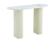 ROXY CONSOLE  TABLE WITH BEIGE LEGS AND WHITE MARBLE CERAMIC TOP 120X40X78CM