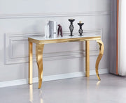 BAROQUE CONSOLE TABLE WITH GOLD FINISH GLASS AND WHITE MARBLE MEASURING 120X40X78CM