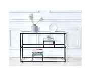 ROMY CONSOLE WITH BLACK AND TRANSPARENT FINISHING 120X40X80CM