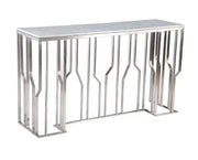 CONSOLA PORTOFINO PLATA CON PIES DE MÁRMOL BLANCO 120X40X78CM