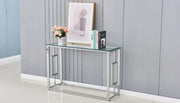 SOPHIE SILVER CONSOLE WITH TRANSPARENT GLASS TOP 120X40X78CM
