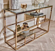 ROMY CONSOLE WITH SHELF IN GOLD TRANSPARENT 120X40X80CM